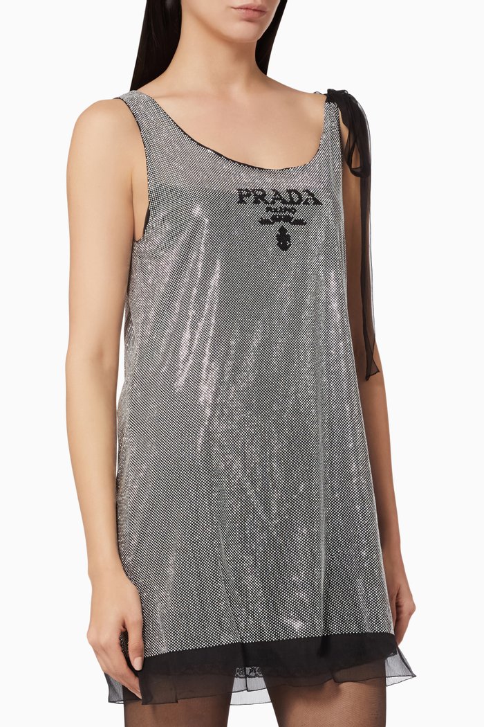 

Studded Dress in Silk Chiffon, Black