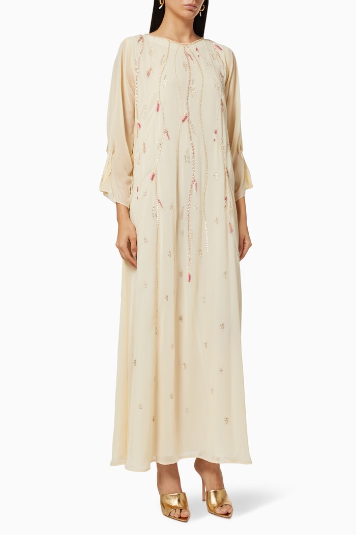 

Kaftan in Beaded Chiffon, Neutral