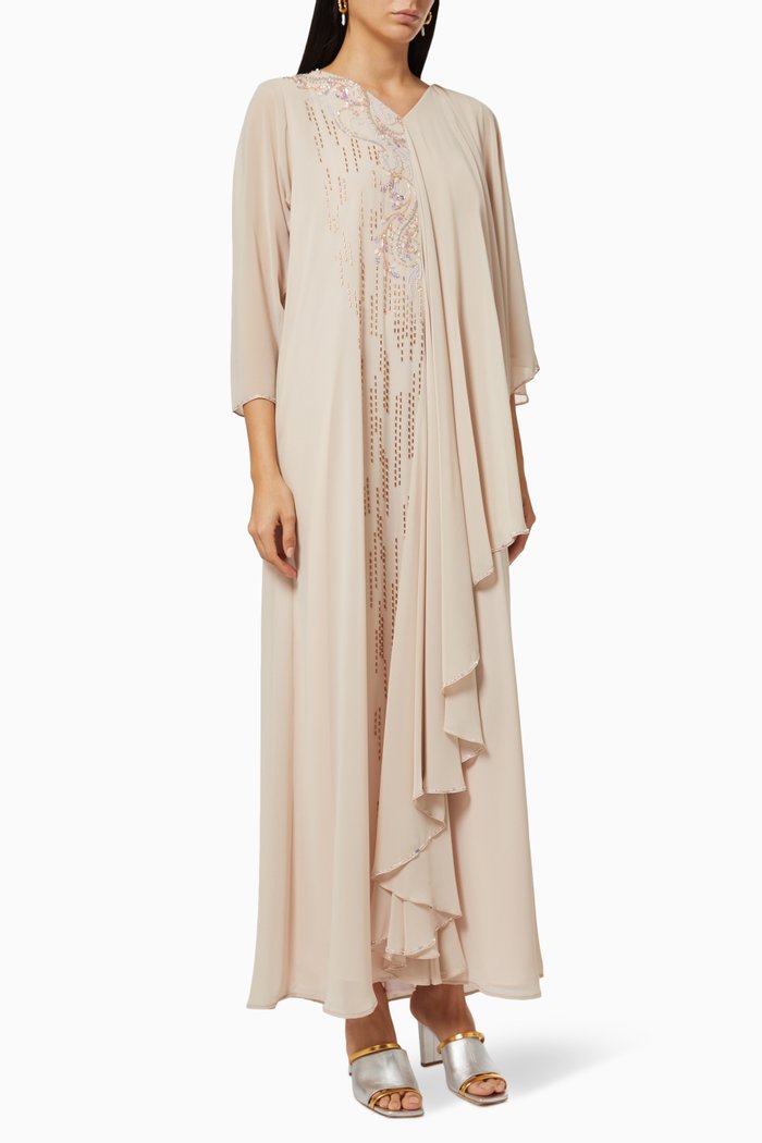 

Fusion Kaftan in Beaded Chiffon, Neutral