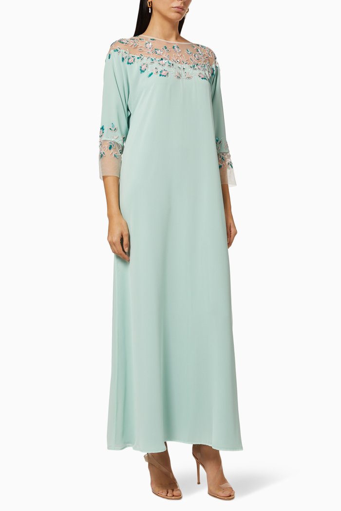 

A-line Dress in Beaded Chiffon, Green