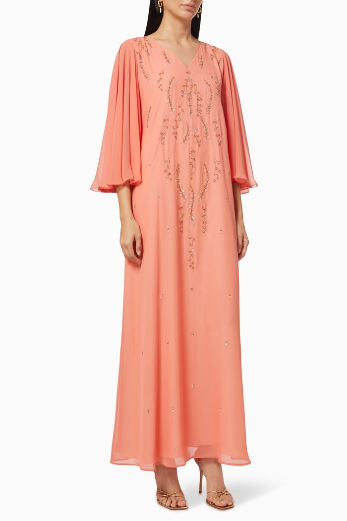 

A-line Dress in Beaded Chiffon, Orange