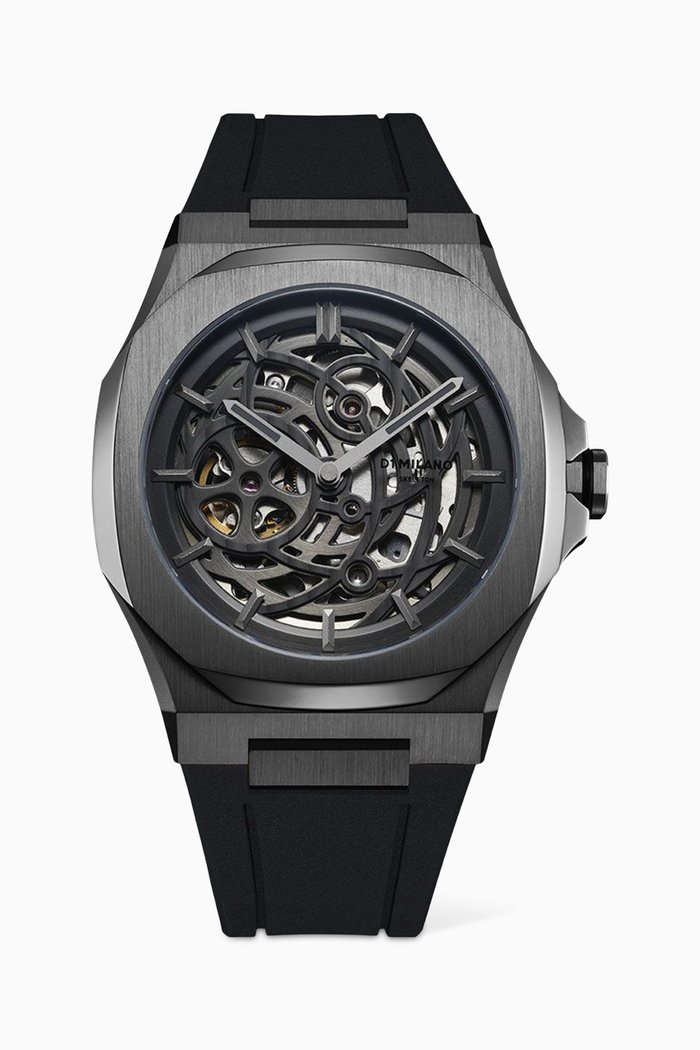 

Skeleton Rubber Watch, 41.5mm, Black