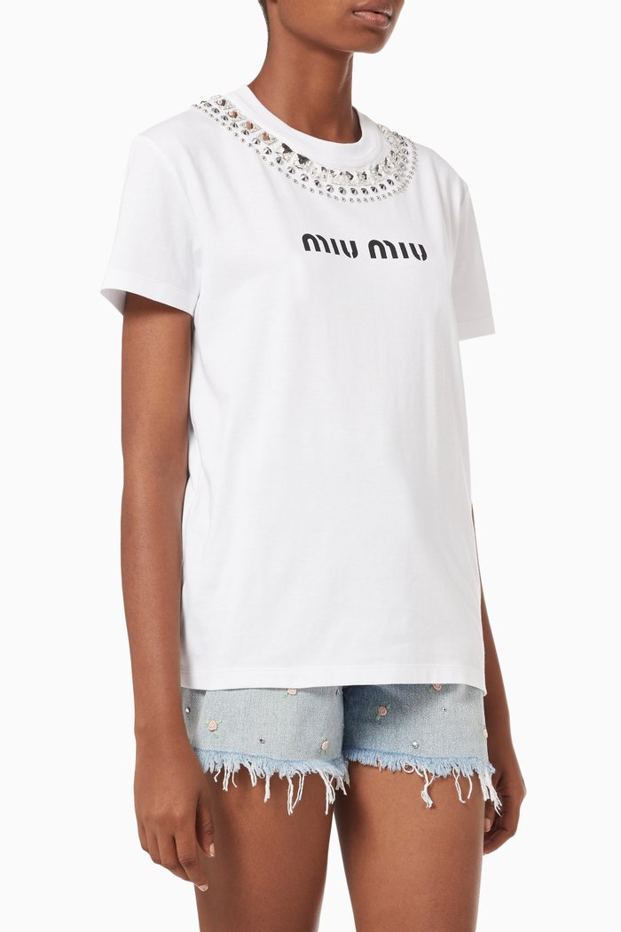 

Studded T-shirt in Cotton Jersey, White