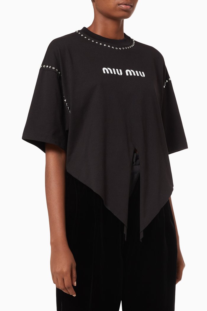 Studded T-shirt in Cotton Jersey, Black