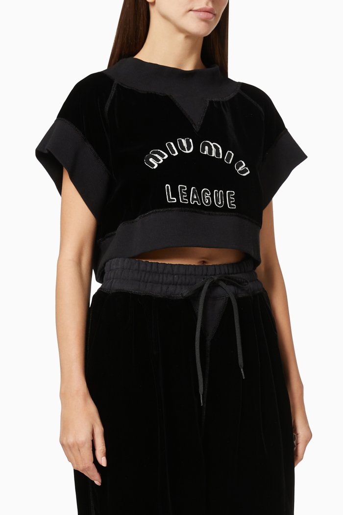 

Miu Miu Club Sweatshirt in Velvet, Black