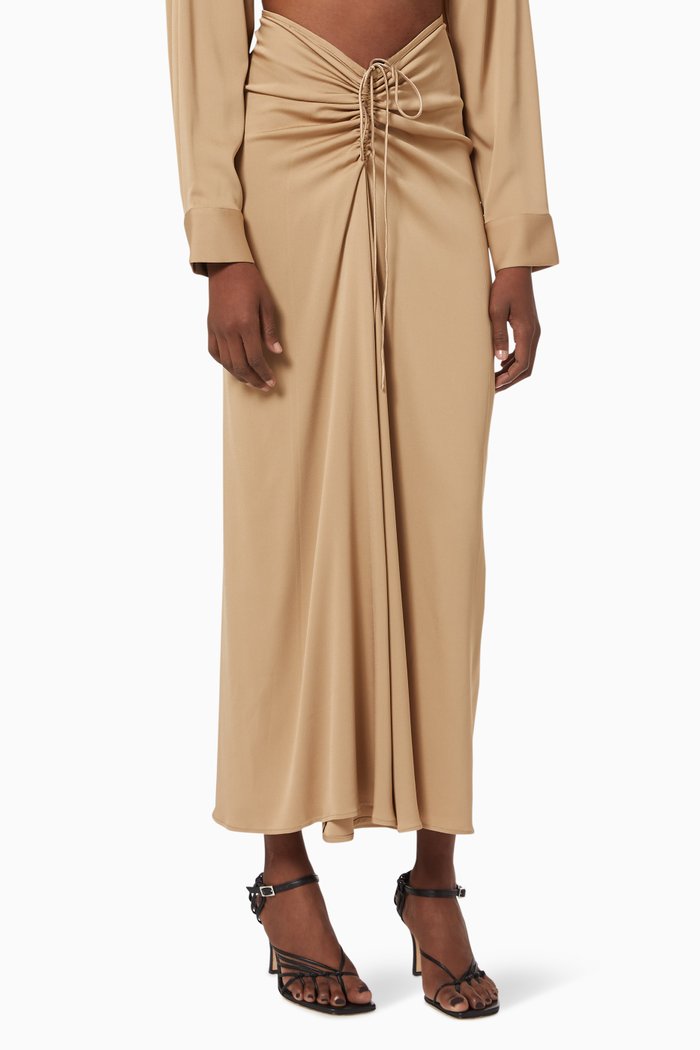 

Ruched Skirt in Viscose, Neutral