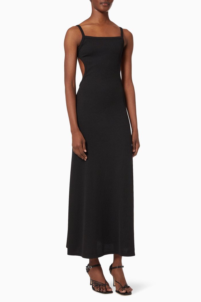 

Backless Wire Back Dress in Luxe Rib, Black