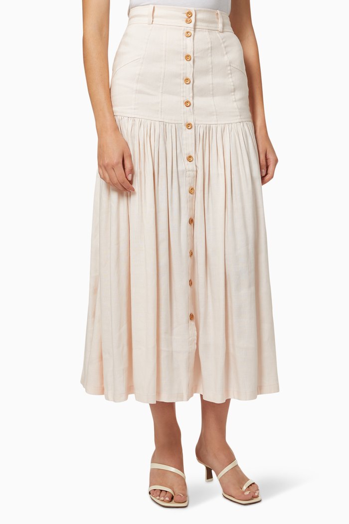 

Lola Skirt in Linen Blend, Pink