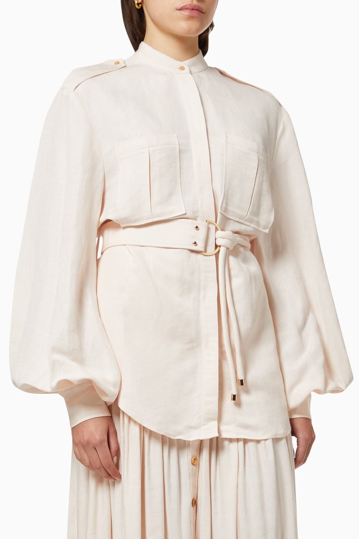 

Lola Shirt in Linen Blend, Pink