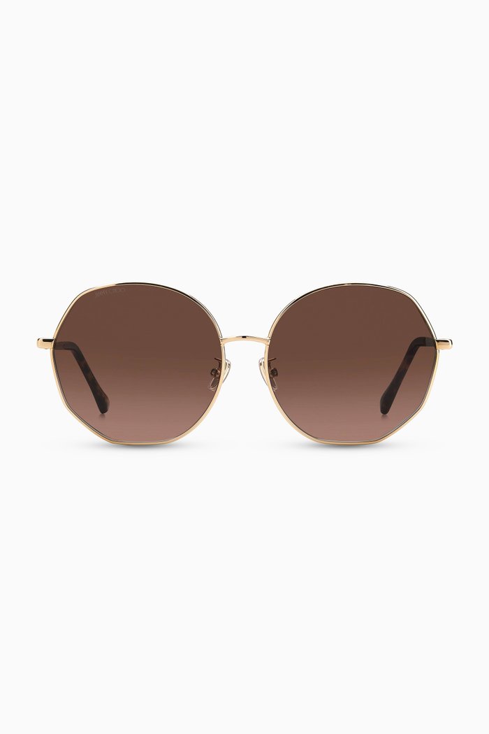 

Coral Round Sunglasses in Metal & Acetate, Gold
