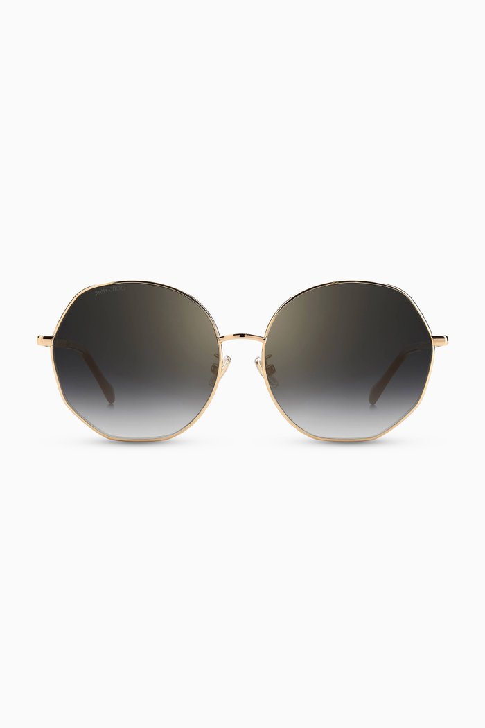 

Coral Round Sunglasses in Metal & Acetate, Gold