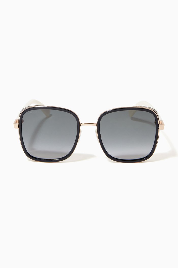 

Elva Square Sunglasses in Acetate & Metal, Black