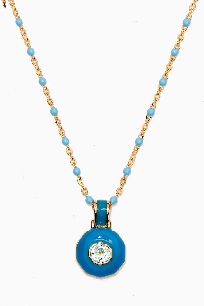 

Blue Aura Honesty Chakra Necklace in 14kt Yellow Gold Vermeil