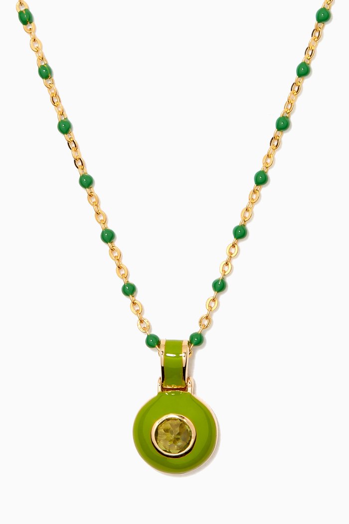 

Green Aura Love Chakra Necklace in 14kt Yellow Gold Vermeil