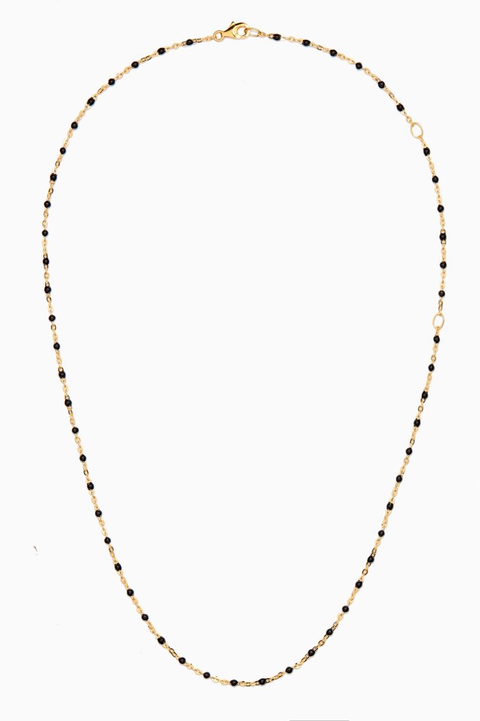 

Beaded Enamel Necklace in 14kt Yellow Gold Vermeil, Black