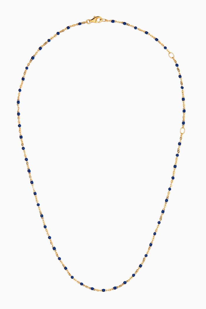 

Beaded Enamel Necklace in 14kt Yellow Gold Vermeil, Blue