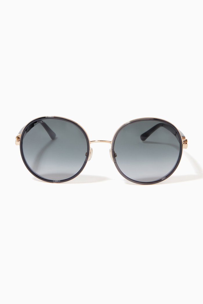 

Pam Round Sunglasses in Metal & Acetate, Grey
