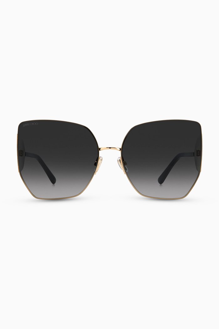 

River Oversized D-frame Sunglasses in Metal & Acetate, Black