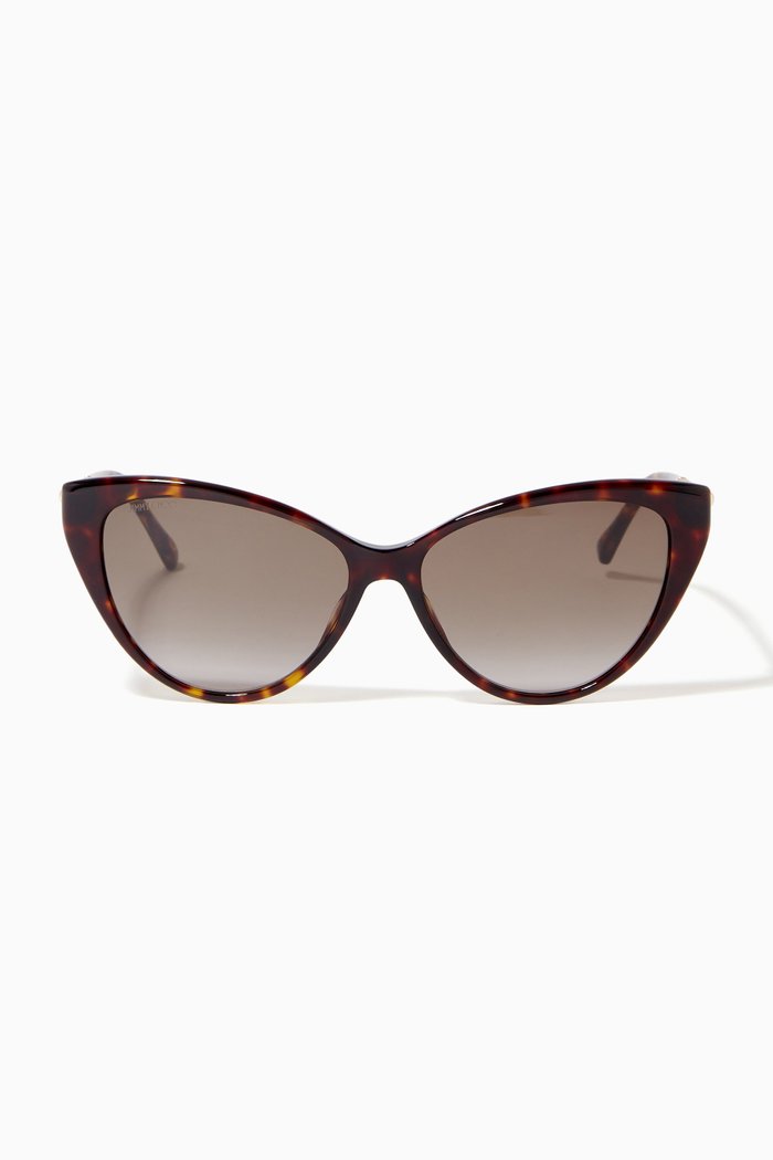 Val Cat-eye Sunglasses in Metal & Acetate, Brown