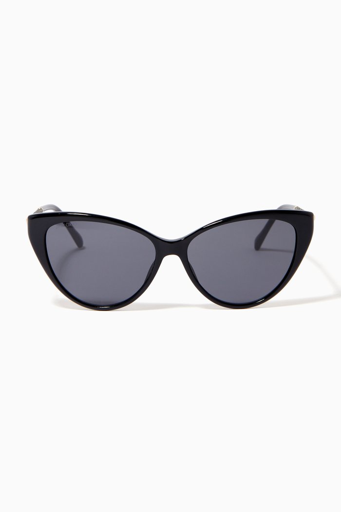 

Val Cat-eye Sunglasses in Metal & Acetate, Black