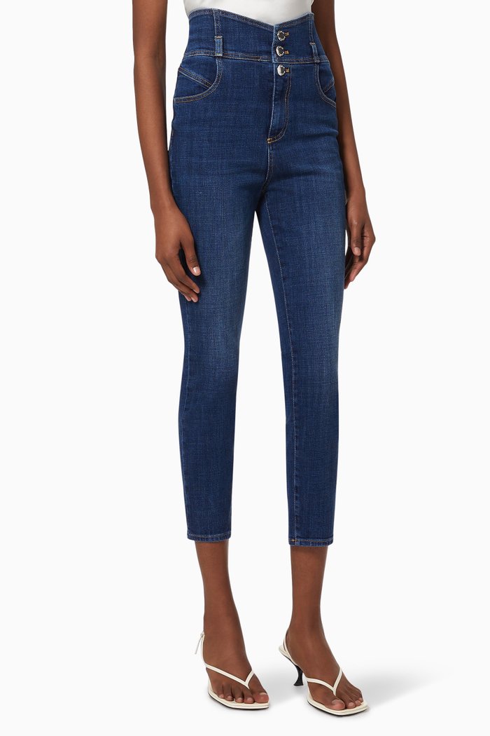 

Simon Bustier-style Trousers in Cotton, Blue