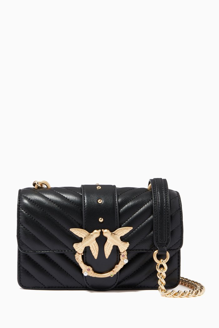 

Mini Love Icon V Quilt Bag in Leather, Black