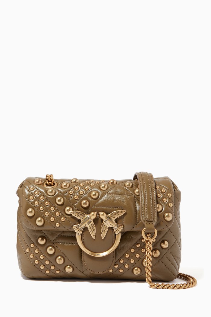 

Mini Love Puff Woven Studs 1 Bag in Nappa Leather, Brown