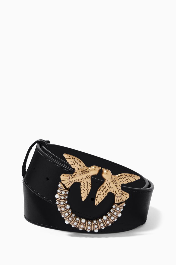 Love Jewel Hips Simply Belt in Leather, Black