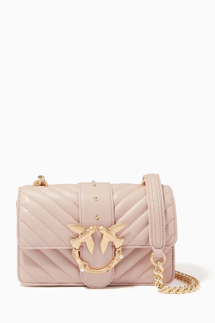 

Mini Love Icon V Quilt Bag in Leather, Pink