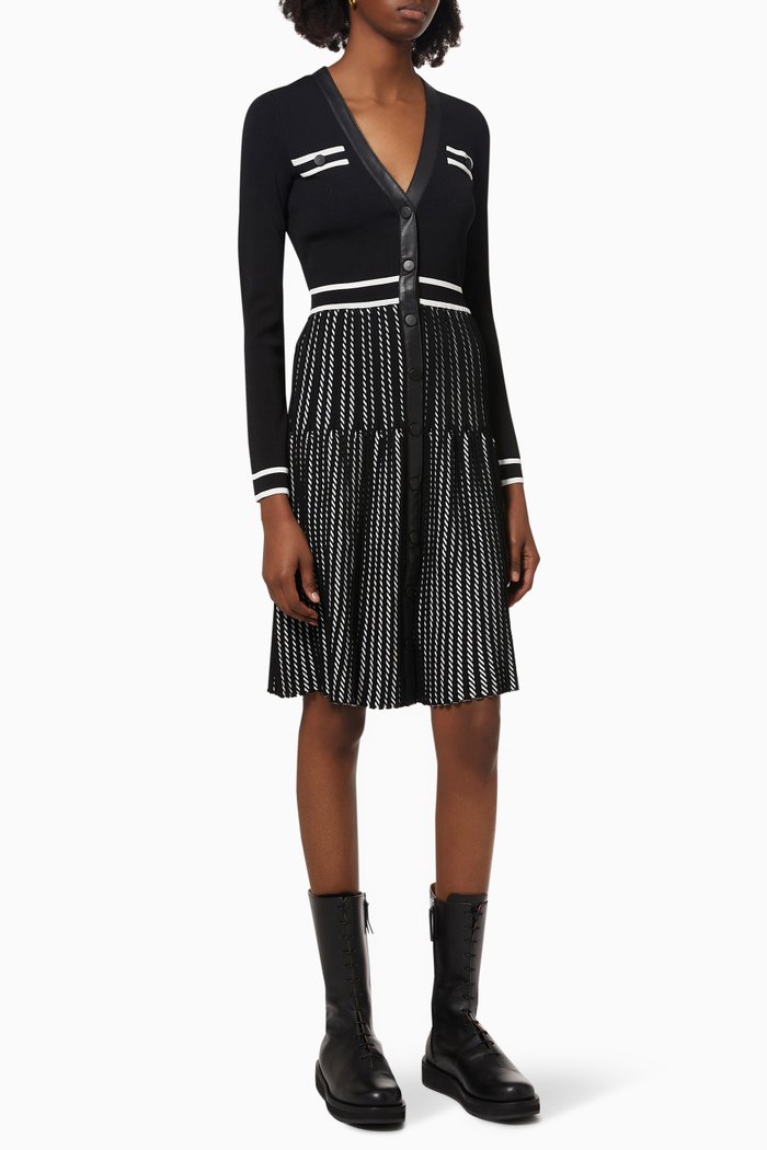 

Eloro Two-tone Midi Dress in Knit, Black