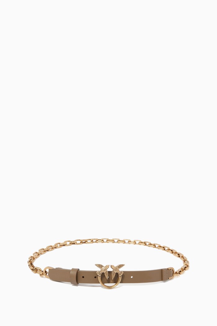 

Love Birds Chain Belt in Leather, Brown