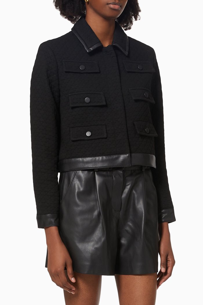 

Millenium Cropped Contrast Trims Jacket, Black