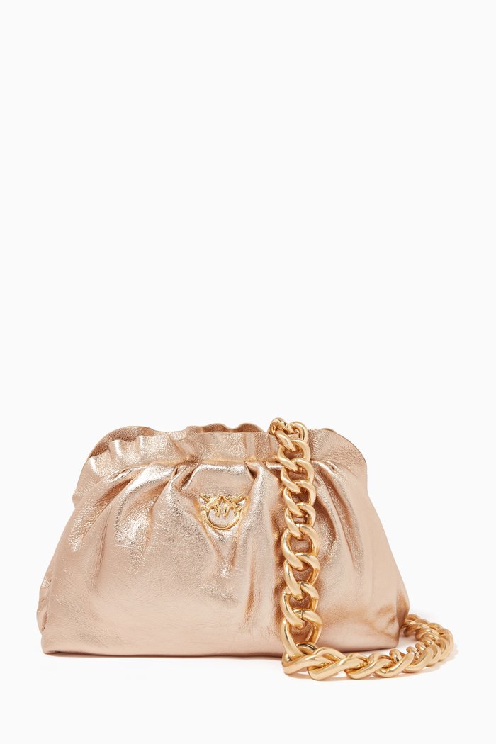 Mini Chain Clutch 1 Bag in Leather, Gold
