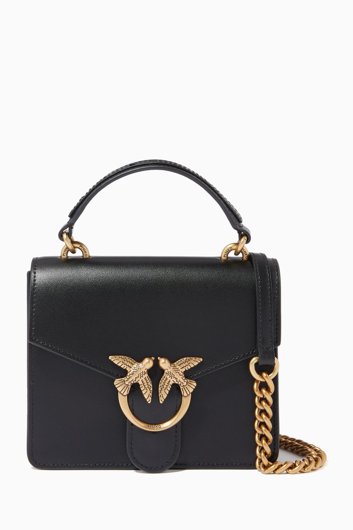 

Mini Love Top Handle Simply Bag in Leather, Black