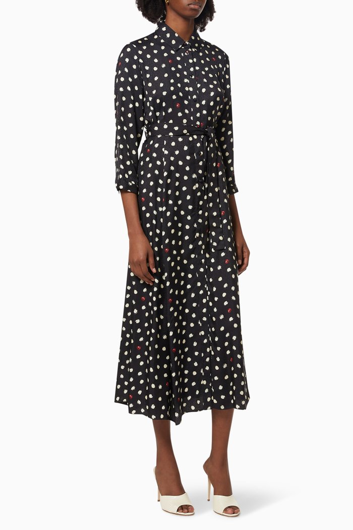 

Sushi 4 Polka Dots Shirt Dress in Viscose, Black