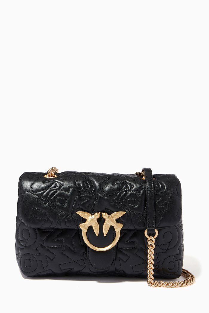 

Classic Love Puff Embossed Logo Bag in Leather, Black