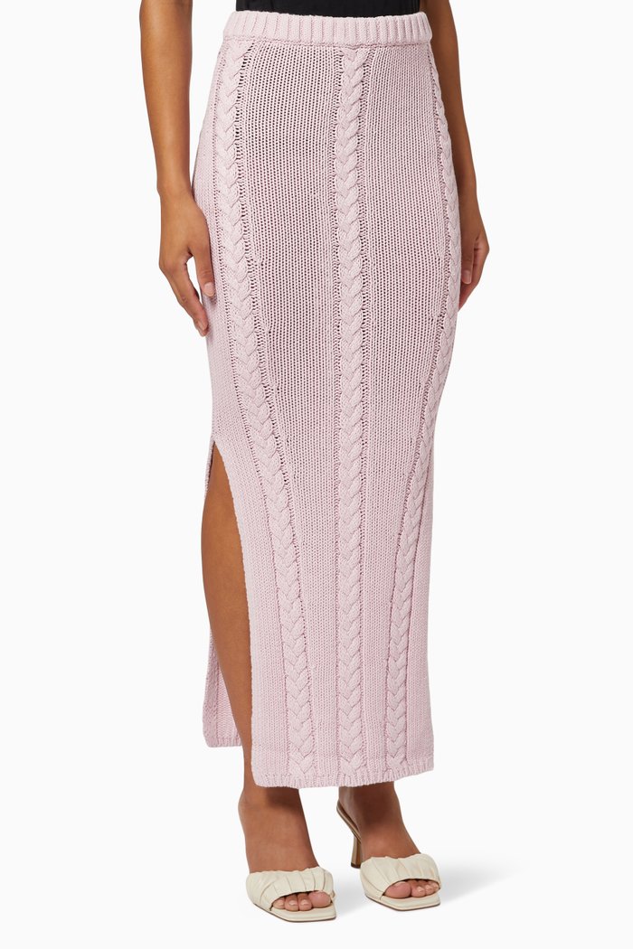 

Aurora Midi Skirt in Linen Cotton Knit, Purple