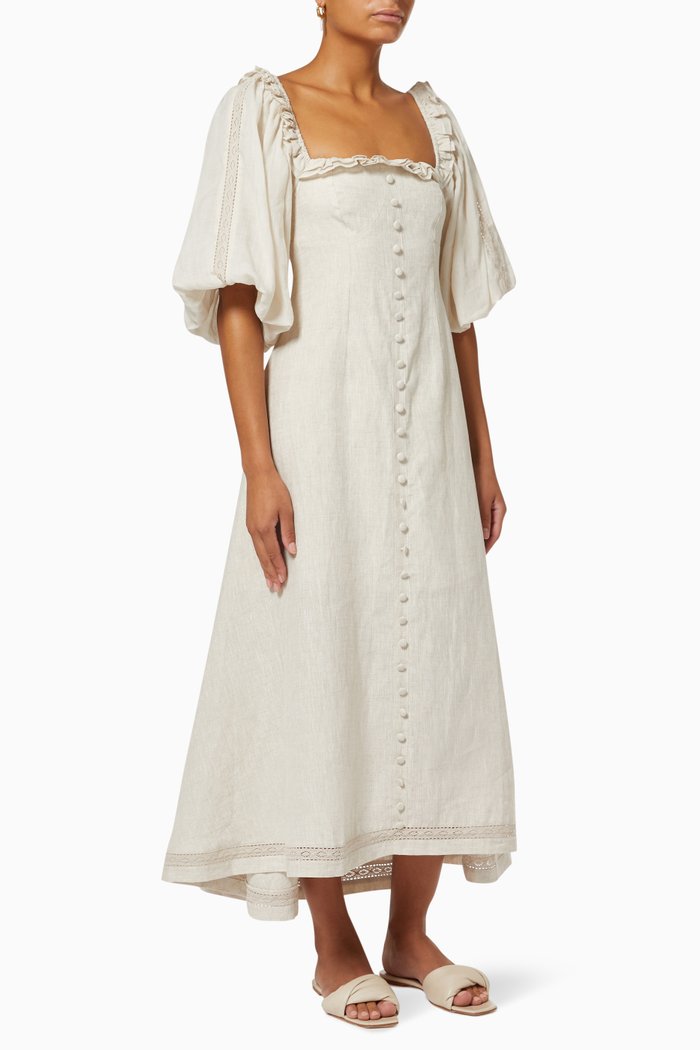 Rylee Maxi Dress in Linen Batiste Ramie, Neutral