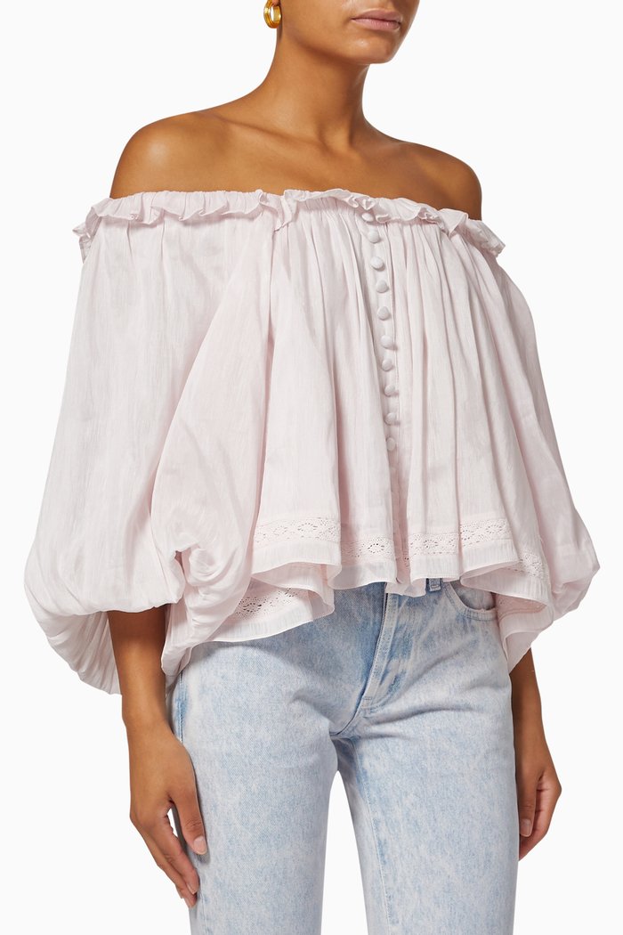 

Rylee Smock Top in Linen Silk, Pink