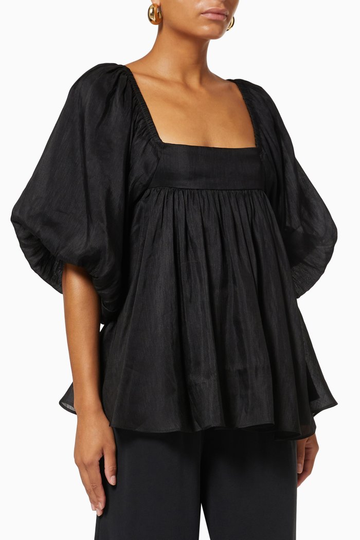

Jardi Smock Top in Linen Silk, Black