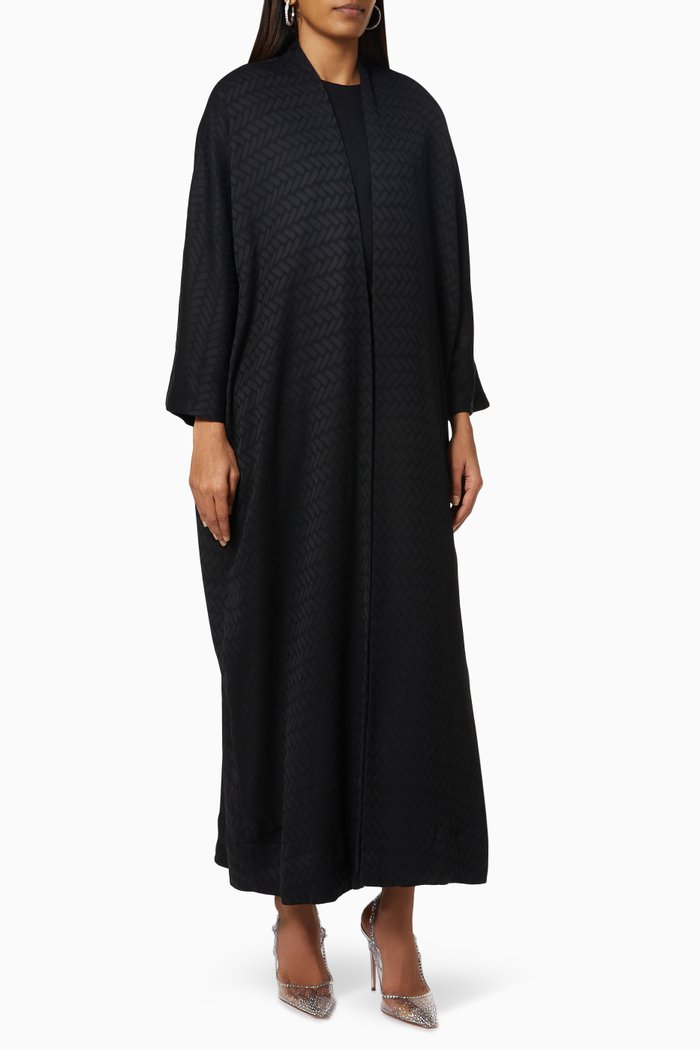 

Chevron Long Sleeve Abaya, Black