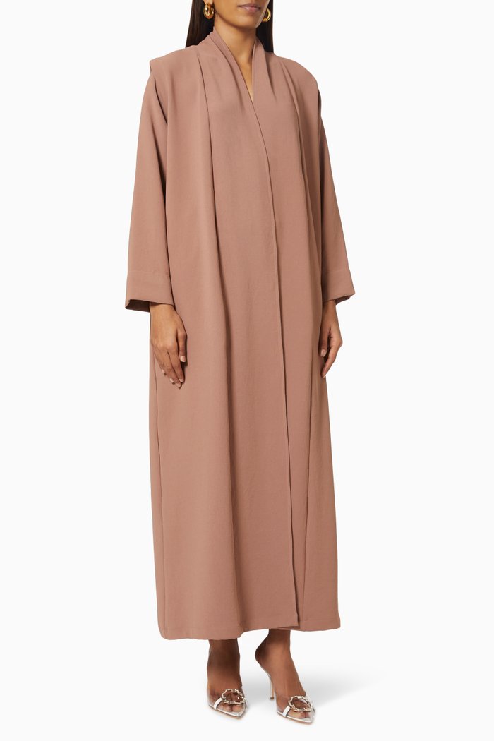 

Collared Long Sleeve Abaya, Brown
