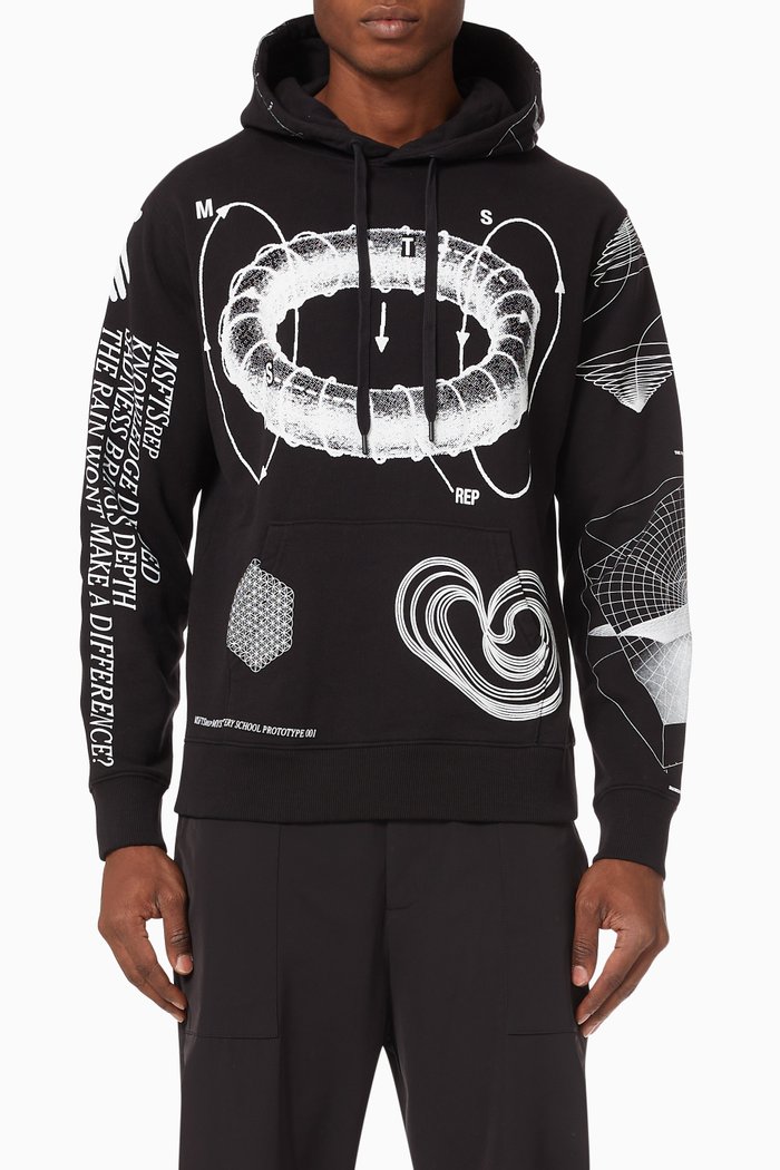 

Graphic Hoodie in Cotton Jersey, Black