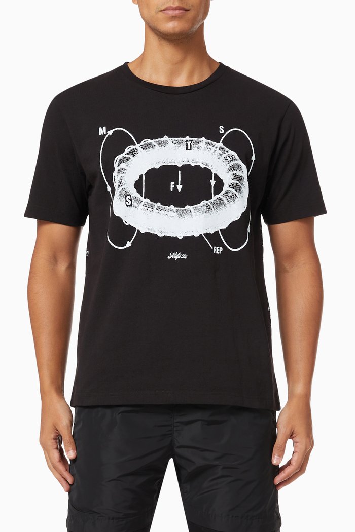 

Antigravity Graphic Print T-shirt in Cotton Jersey, Black