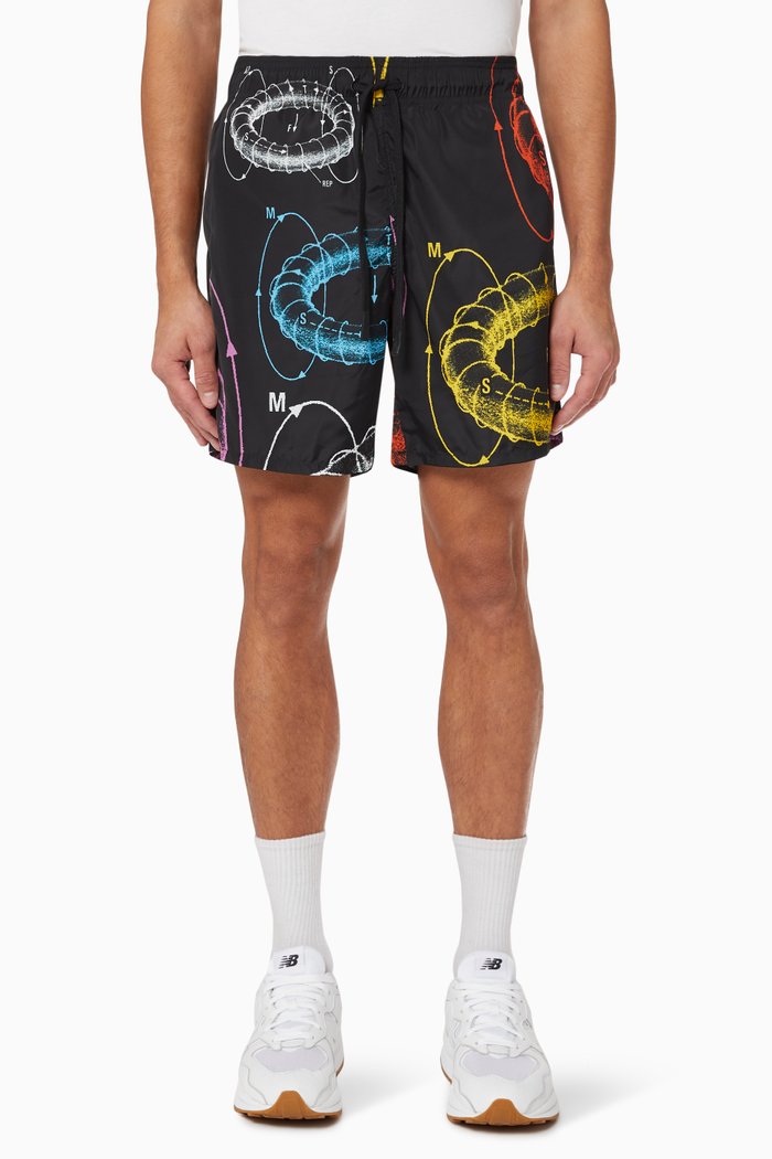 

Antigravity Printed Woven Swim Shorts, Black