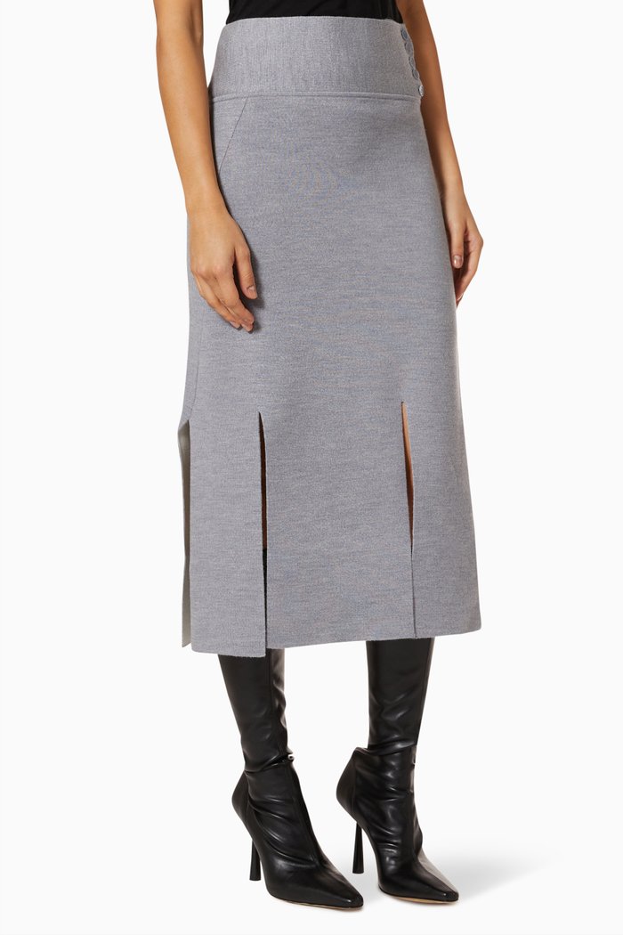 

Car Wash Skirt in Double Face Wool, Grey