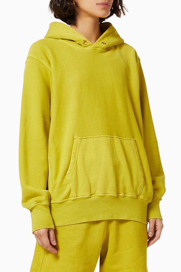

Crop Hoodie in Brushed Cotton Fleece, Yellow