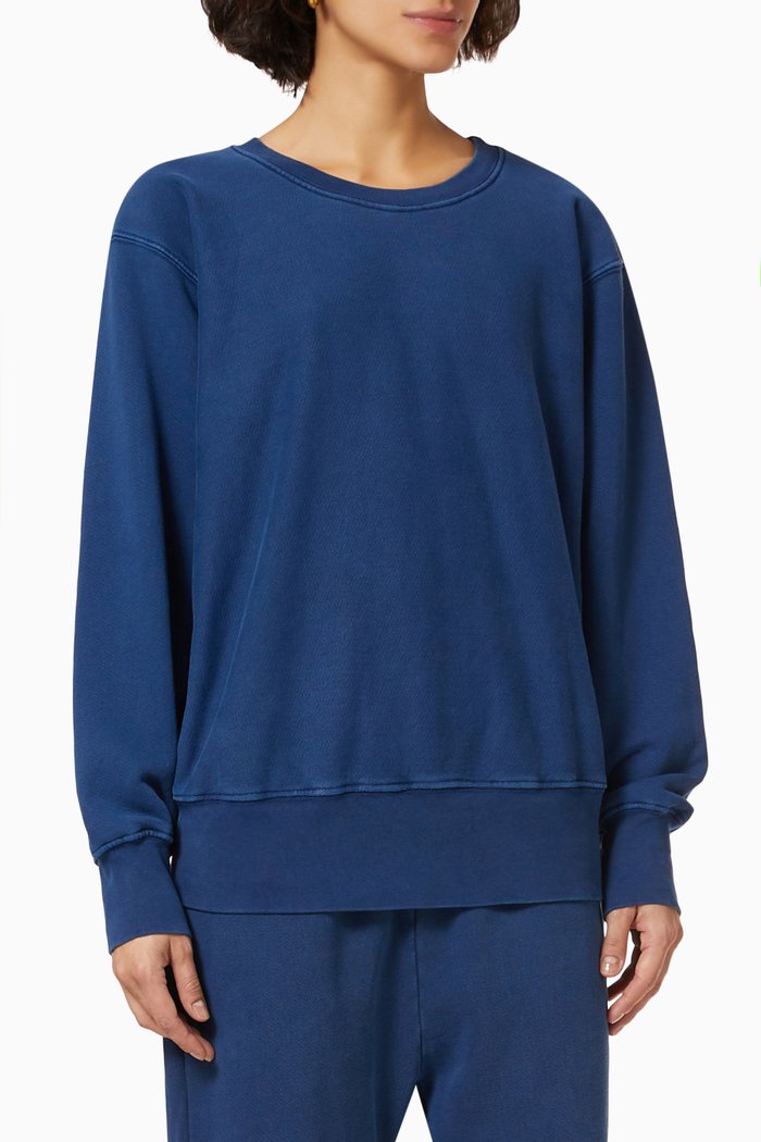 

Crop Crew Sweatshirt in Heavyweight Cotton Fleece, Blue