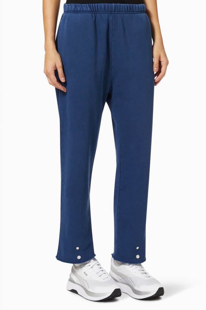 

Snap-button Sweatpants in Brushed Cotton Fleece, Blue