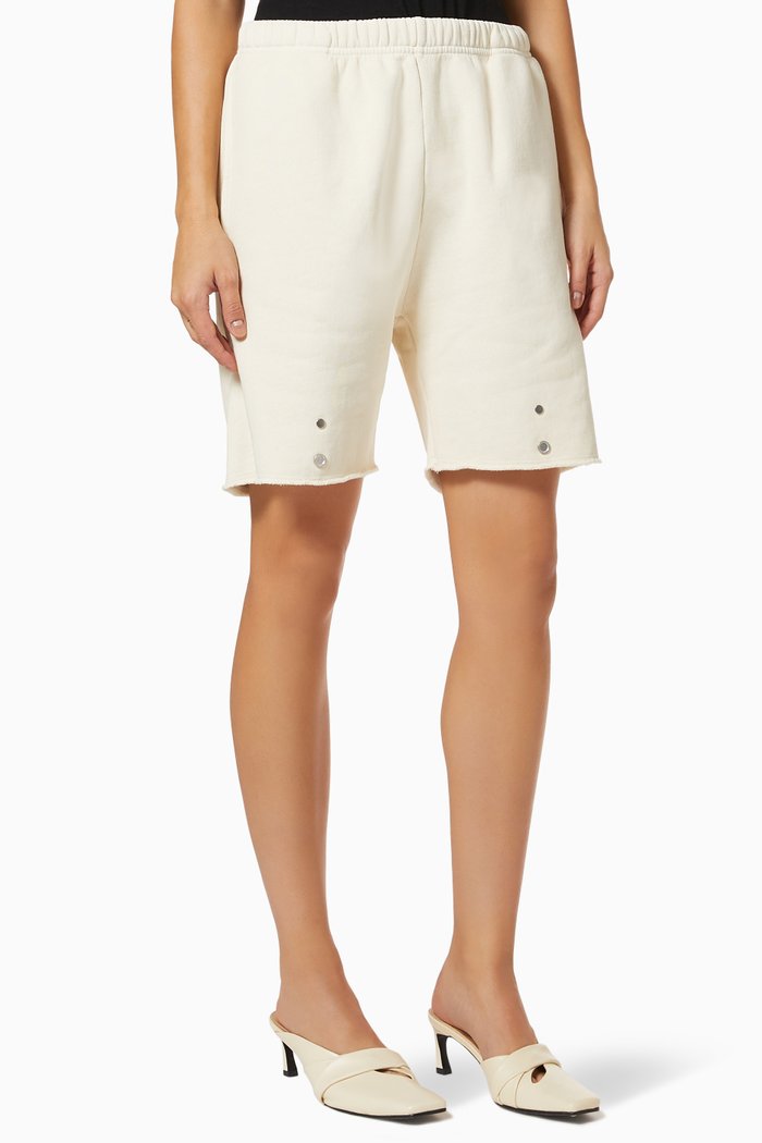 

Snap-button Shorts in Brushed Cotton Fleece, Neutral